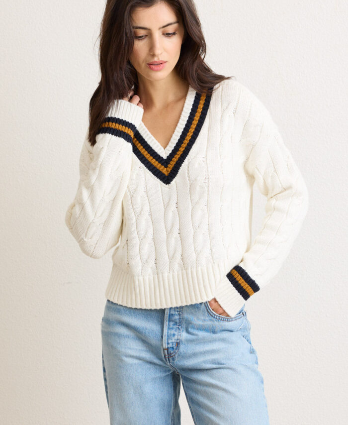 Blair Cable V-Neck Sweater