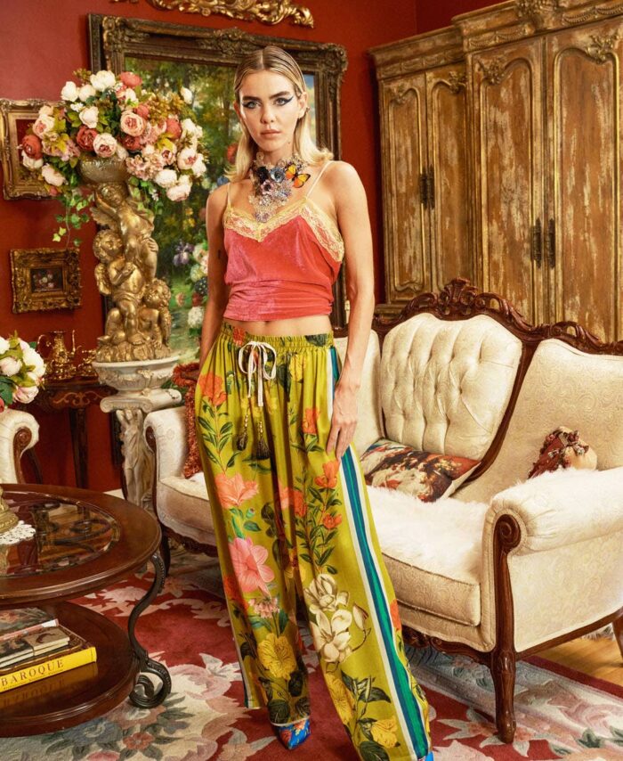 French Riviera Pants: Olive Floral